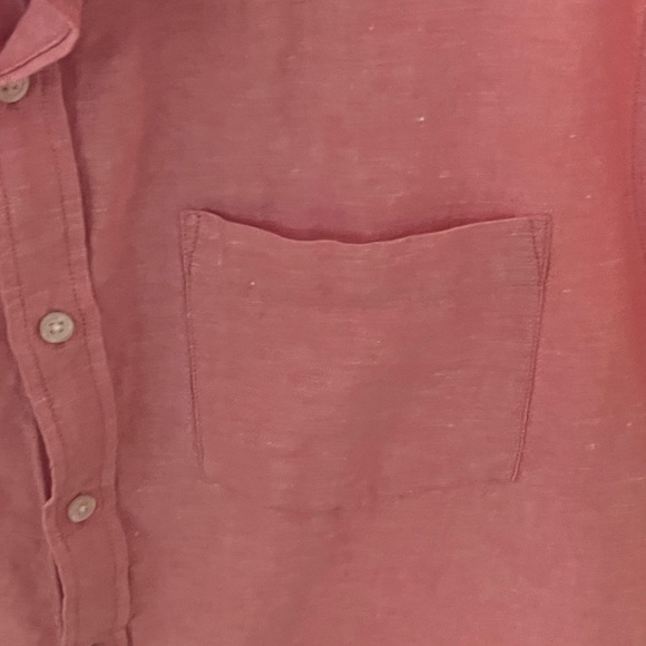 Banana Republic Short Sleeve Linen Button Down Coral Pink Slim Fit Shirt XL - Picture 2 of 5